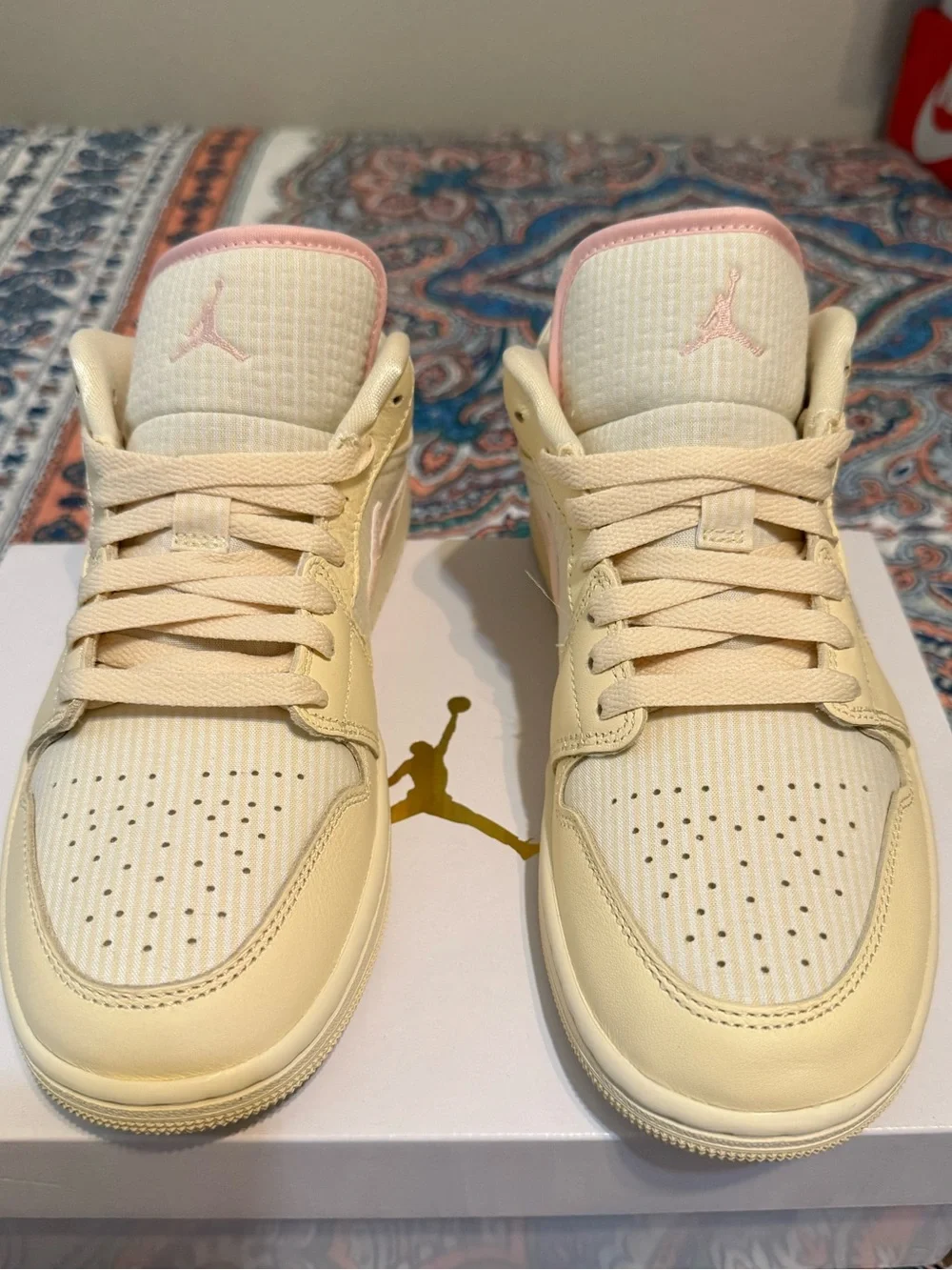 Nike Jordan Low-Top Sneakers in Cream and Light Pink